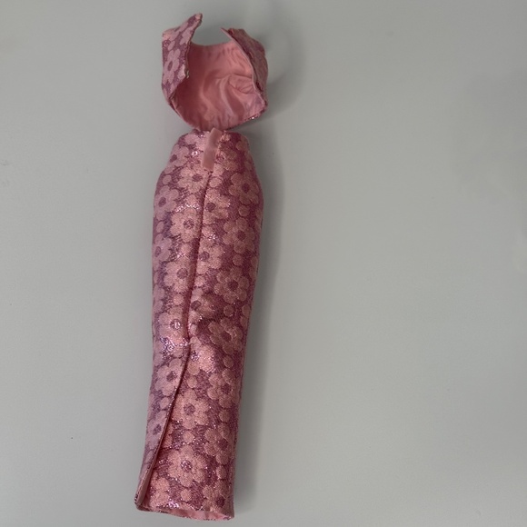 Fashion Doll Pink Glamour Metallic Dress Poppy Parker Outfit Retro 60s Floral IT - Picture 2 of 6